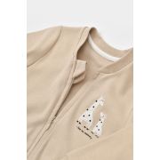 Salopeta cu fermoar Girafa, BabyCosy, 100% bumbac organic, Mink (Marime: 6-9 luni) JEMBC-CSY3042-6