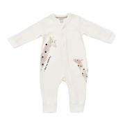 Salopeta cu fermoar Girafe, BabyCosy, 100% bumbac organic, Ecru (Marime: 6-9 luni) JEMBC-CSY3043-6