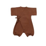 Salopeta petrecuta din muselina, BabyCosy, 100% bumbac organic, Caramiziu (Marime: 3-6 Luni) JEMBC-CSYM7001-3