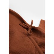 Salopeta petrecuta din muselina, BabyCosy, 100% bumbac organic, Caramiziu (Marime: 3-6 Luni) JEMBC-CSYM7001-3