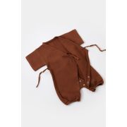 Salopeta petrecuta din muselina, BabyCosy, 100% bumbac organic, Caramiziu (Marime: 3-6 Luni) JEMBC-CSYM7001-3