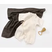 Salopeta petrecuta din muselina, BabyCosy, 100% bumbac organic, Ecru (Marime: 18-24 Luni) JEMBC-CSYM7000-18
