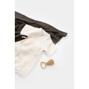 Salopeta petrecuta din muselina, BabyCosy, 100% bumbac organic, Ecru (Marime: 3-6 Luni) JEMBC-CSYM7000-3