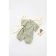 Salopeta petrecuta din muselina, BabyCosy, 100% bumbac organic, Verde (Marime: 3-6 Luni) JEMBC-CSYM7002-3