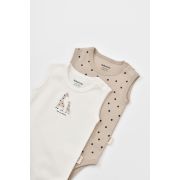 Set 2 body-uri fara maneci bebe unisex Girafa, Baby Cosy, 100% bumbac organic (Marime: 6-9 luni) JEMBC-CSY5705-6