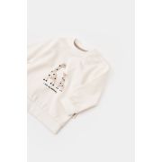 Set bluzita cu maneca lunga si panataloni lungi cu buline Girafa, BabyCosy, 100% bumbac organic, Ecru (Marime: 18-24 Luni) JEMBC-CSY2012-18