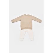Set bluzita cu maneca lunga si panataloni lungi cu buline Girafa, BabyCosy, 100% bumbac organic, Mink (Marime: 9-12 luni) JEMBC-CSY2013-9