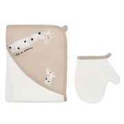 Set de baie cu prosop si manusa Girafa, BabyCosy, Mink JEMBC-CSY5956