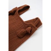 Salopeta de vara cu buzunare din muselina, BabyCosy, 100% bumbac organic, caramiziu (Marime: 6-9 luni) JEMBC-CSYM7010-6