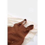 Salopeta de vara cu buzunare din muselina, BabyCosy, 100% bumbac organic, caramiziu (Marime: 6-9 luni) JEMBC-CSYM7010-6