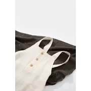Salopeta de vara cu buzunare din muselina, BabyCosy, 100% bumbac organic, ecru (Marime: 12-18 Luni) JEMBC-CSYM7009-12