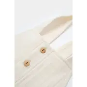 Salopeta de vara cu buzunare din muselina, BabyCosy, 100% bumbac organic, ecru (Marime: 3-6 Luni) JEMBC-CSYM7009-3