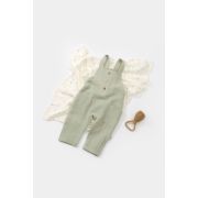 Salopeta de vara cu buzunare din muselina, BabyCosy, 100% bumbac organic, verde (Marime: 3-6 Luni) JEMBC-CSYM7011-3