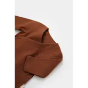 Set bluzita petrecuta si panataloni lungi din muselina, Baby Cosy, 100% bumbac organic, Caramiziu (Marime: 18-24 Luni) JEMBC-CSYM7013-18