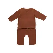 Set bluzita petrecuta si panataloni lungi din muselina, Baby Cosy, 100% bumbac organic, Caramiziu (Marime: 9-12 luni) JEMBC-CSYM7013-9