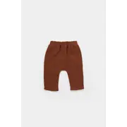 Set bluzita petrecuta si panataloni lungi din muselina, Baby Cosy, 100% bumbac organic, Caramiziu (Marime: 9-12 luni) JEMBC-CSYM7013-9
