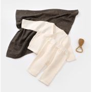 Set bluzita petrecuta si panataloni lungi din muselina, Baby Cosy, 100% bumbac organic, Ecru (Marime: 3-6 Luni) JEMBC-CSYM7012-3