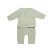 Set bluzita petrecuta si panataloni lungi din muselina, Baby Cosy, 100% bumbac organic, Verde (Marime: 9-12 luni) JEMBC-CSYM7014-9