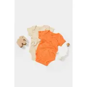 Set 2 body-uri Printed, BabyCosy, 50% modal+50% bumbac, Stone/Apricot (Marime: 9-12 luni) JEMBC-CSYM11217-9
