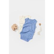 Set 2 body-uri fara maneci Printed, BabyCosy, 50% modal+50% bumbac, Ecru/Lavanda (Marime: 12-18 Luni) JEMBC-CSYM11115-12