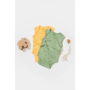 Set 2 body-uri fara maneci Printed, BabyCosy, 50% modal+50% bumbac, Lamaie/Verde (Marime: 12-18 Luni) JEMBC-CSYM11116-12