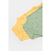 Set 2 body-uri fara maneci Printed, BabyCosy, 50% modal+50% bumbac, Lamaie/Verde (Marime: 6-9 luni) JEMBC-CSYM11116-6
