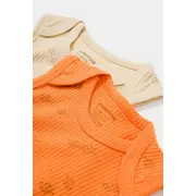 Set 2 body-uri fara maneci Printed, BabyCosy, 50% modal+50% bumbac, Stone/Apricot (Marime: 18-24 Luni) JEMBC-CSYM11117-18