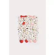 Set 2 salopetele cu maneca lunga si panataloni cu botosei si fermoar - 100%bumbac organic - Portocaliu si Pudra, Baby Cosy (Marime: 9-12 luni) JEMBC-CSY5813-9