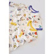 Set 2 salopetele cu maneca lunga si panataloni lungi - 100%bumbac organic - Galben si Mov, Baby Cosy (Marime: 3-6 Luni) JEMBC-CSY5815-3