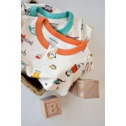 Set 2 salopetele cu maneca lunga si panataloni lungi - 100%bumbac organic - Portocaliu si Verde, Baby Cosy (Marime: 18-24 Luni) JEMBC-CSY5814-18