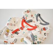Set 2 salopetele cu maneca lunga si panataloni lungi - 100%bumbac organic - Rosu si Gri, Baby Cosy (Marime: 3-6 Luni) JEMBC-CSY5816-3