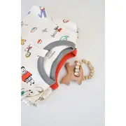 Set 2 salopetele cu maneca lunga si panataloni lungi - 100%bumbac organic - Rosu si Gri, Baby Cosy (Marime: 6-9 luni) JEMBC-CSY5816-6