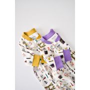 Set 2 salopetele cu maneca lunga si panataloni lungi cu fermoar - 100%bumbac organic - Galben si Mov, Baby Cosy (Marime: 3-6 Luni) JEMBC-CSY5808-3