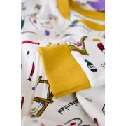 Set 2 salopetele cu maneca lunga si panataloni lungi cu fermoar - 100%bumbac organic - Galben si Mov, Baby Cosy (Marime: 3-6 Luni) JEMBC-CSY5808-3