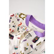 Set 2 salopetele cu maneca lunga si panataloni lungi cu fermoar - 100%bumbac organic - Galben si Mov, Baby Cosy (Marime: 9-12 luni) JEMBC-CSY5808-9