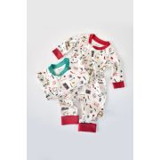 Set 2 salopetele cu maneca lunga si panataloni lungi cu fermoar - 100%bumbac organic - Rosu si Verde, Baby Cosy (Marime: 6-9 luni) JEMBC-CSY5809-6