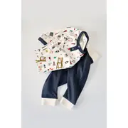 Set bluzita cu maneca lunga si nasturei si panataloni lungi, 100% bumbac organic, BabyCosy, Bleumarin (Marime: 3-6 Luni) JEMBC-CSY2005-3