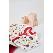 Set bluzita cu maneca lunga si nasturei si panataloni lungi, 100% bumbac organic, BabyCosy, Rosu (Marime: 3-6 Luni) JEMBC-CSY2004-3