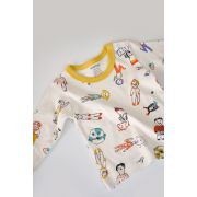 Set bluzita cu maneca lunga si panataloni lungi, 100% bumbac organic, BabyCosy, Galben (Marime: 12-18 Luni) JEMBC-CSY2009-12