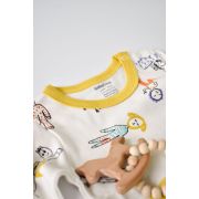 Set bluzita cu maneca lunga si panataloni lungi, 100% bumbac organic, BabyCosy, Galben (Marime: 18-24 Luni) JEMBC-CSY2009-18