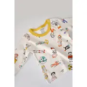 Set bluzita cu maneca lunga si panataloni lungi, 100% bumbac organic, BabyCosy, Galben (Marime: 6-9 luni) JEMBC-CSY2009-6