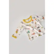 Set bluzita cu maneca lunga si panataloni lungi, 100% bumbac organic, BabyCosy, Galben (Marime: 9-12 luni) JEMBC-CSY2009-9