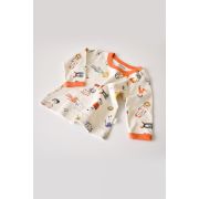 Set bluzita cu maneca lunga si panataloni lungi, 100% bumbac organic, BabyCosy, Portocaliu (Marime: 18-24 Luni) JEMBC-CSY2007-18