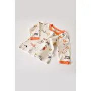 Set bluzita cu maneca lunga si panataloni lungi, 100% bumbac organic, BabyCosy, Portocaliu (Marime: 18-24 Luni) JEMBC-CSY2007-18