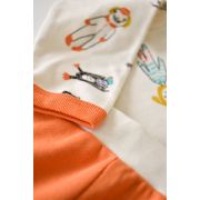 Set bluzita cu maneca lunga si panataloni lungi, 100% bumbac organic, BabyCosy, Portocaliu (Marime: 6-9 luni) JEMBC-CSY2007-6
