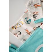 Set bluzita cu maneca lunga si panataloni lungi, 100% bumbac organic, BabyCosy, Verde (Marime: 12-18 Luni) JEMBC-CSY2008-12