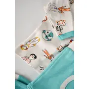 Set bluzita cu maneca lunga si panataloni lungi, 100% bumbac organic, BabyCosy, Verde (Marime: 6-9 luni) JEMBC-CSY2008-6