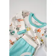 Set bluzita cu maneca lunga si panataloni lungi, 100% bumbac organic, BabyCosy, Verde (Marime: 6-9 luni) JEMBC-CSY2008-6