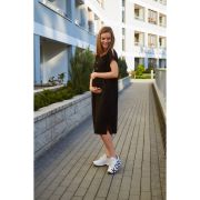Qmini - Rochie pentru gravide si pentru alaptare, XXL/XXXL, Din in si poliester, Confortabila si lejera, Black BYNQM_4522_XXL/XXXL