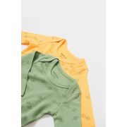 Set 2 body-uri cu maneca lunga Printed, BabyCosy, 50% modal+50% bumbac, Lamaie/Verde (Marime: 0-3 Luni) JEMBC-CSYM11316-0